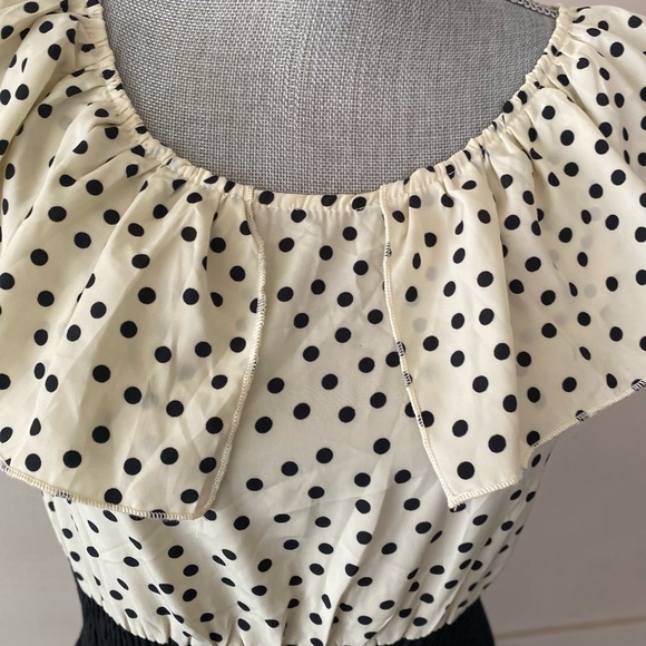 BLACK AND CREAM SÚPER CUTE POLKA DOTS SLIP ON DRESS SIZE SMALL - Picture 4 of 12